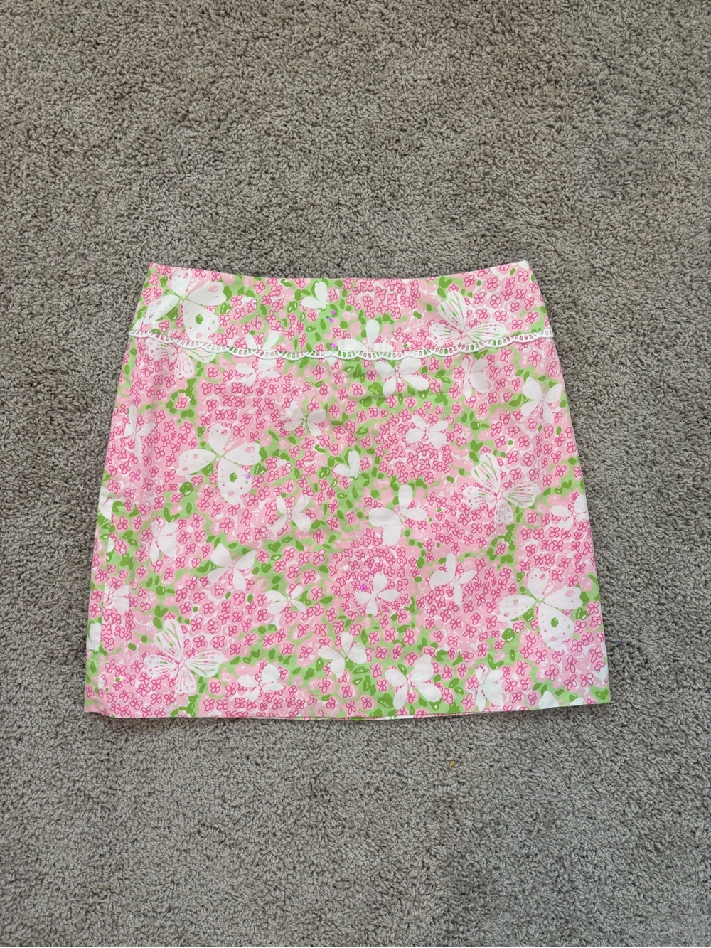 Lilly Pulitzer pink gossip butterfly skirt
